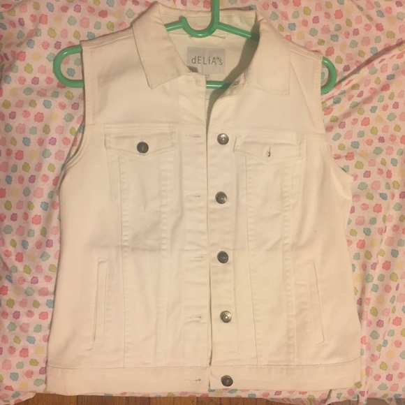 dELiA*s Jackets & Blazers - White Jean Vest with Buttons